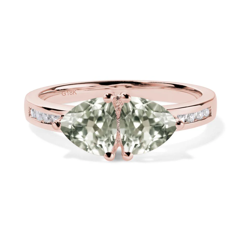 Trillion Cut Two Stone Green Amethyst Ring - Image 6
