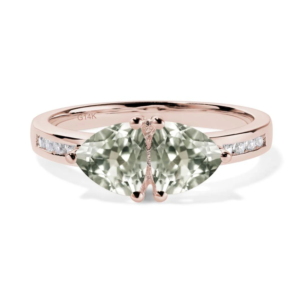 Trillion Cut Two Stone Green Amethyst Ring - Image 8