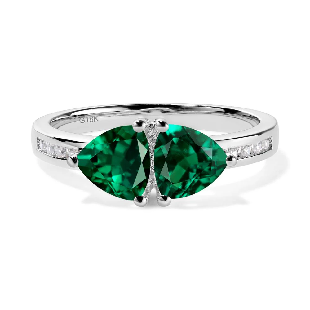 Trillion Cut Two Stone Emerald Ring - Image 2
