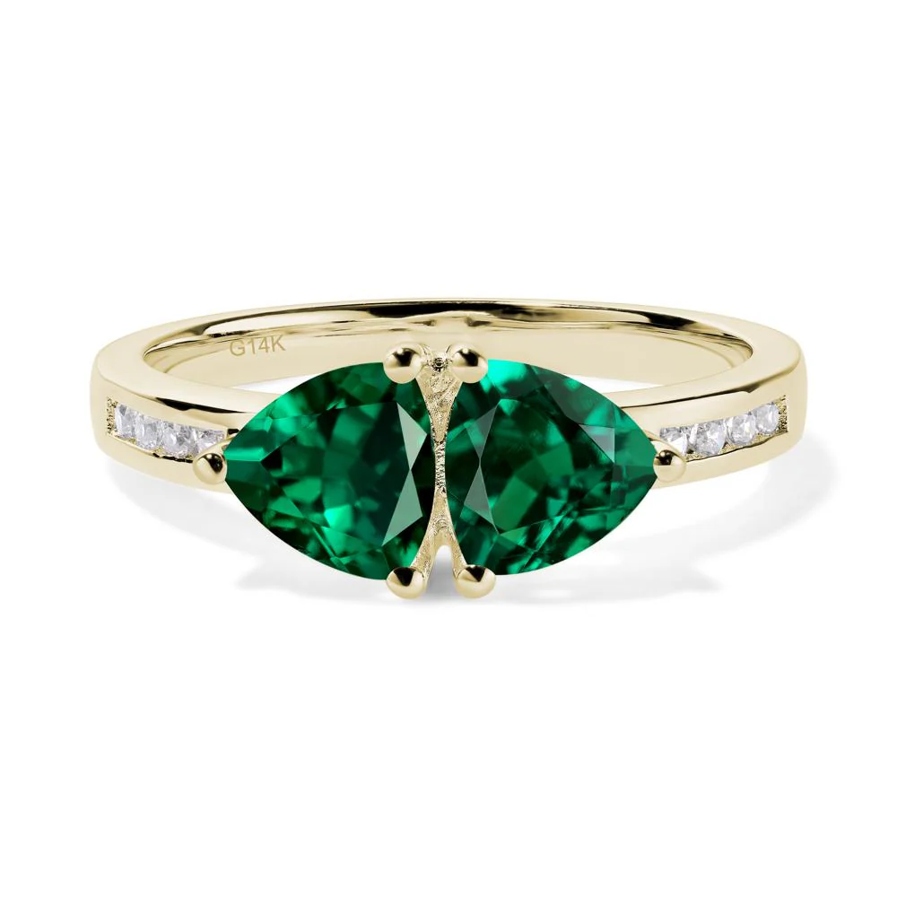 Trillion Cut Two Stone Emerald Ring - Image 6