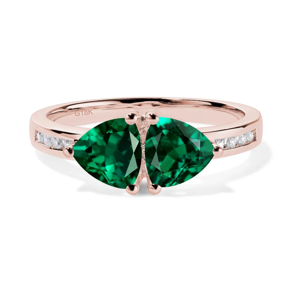 Trillion Cut Two Stone Emerald Ring - Image 8
