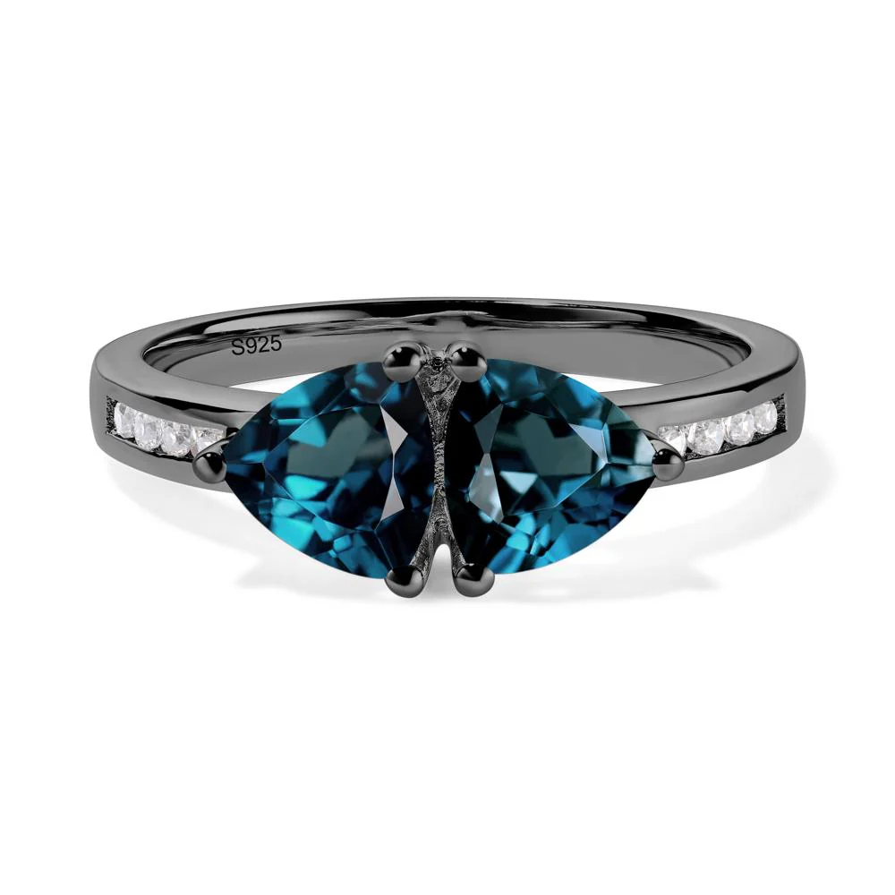 Trillion Cut Two Stone London Blue Topaz Ring