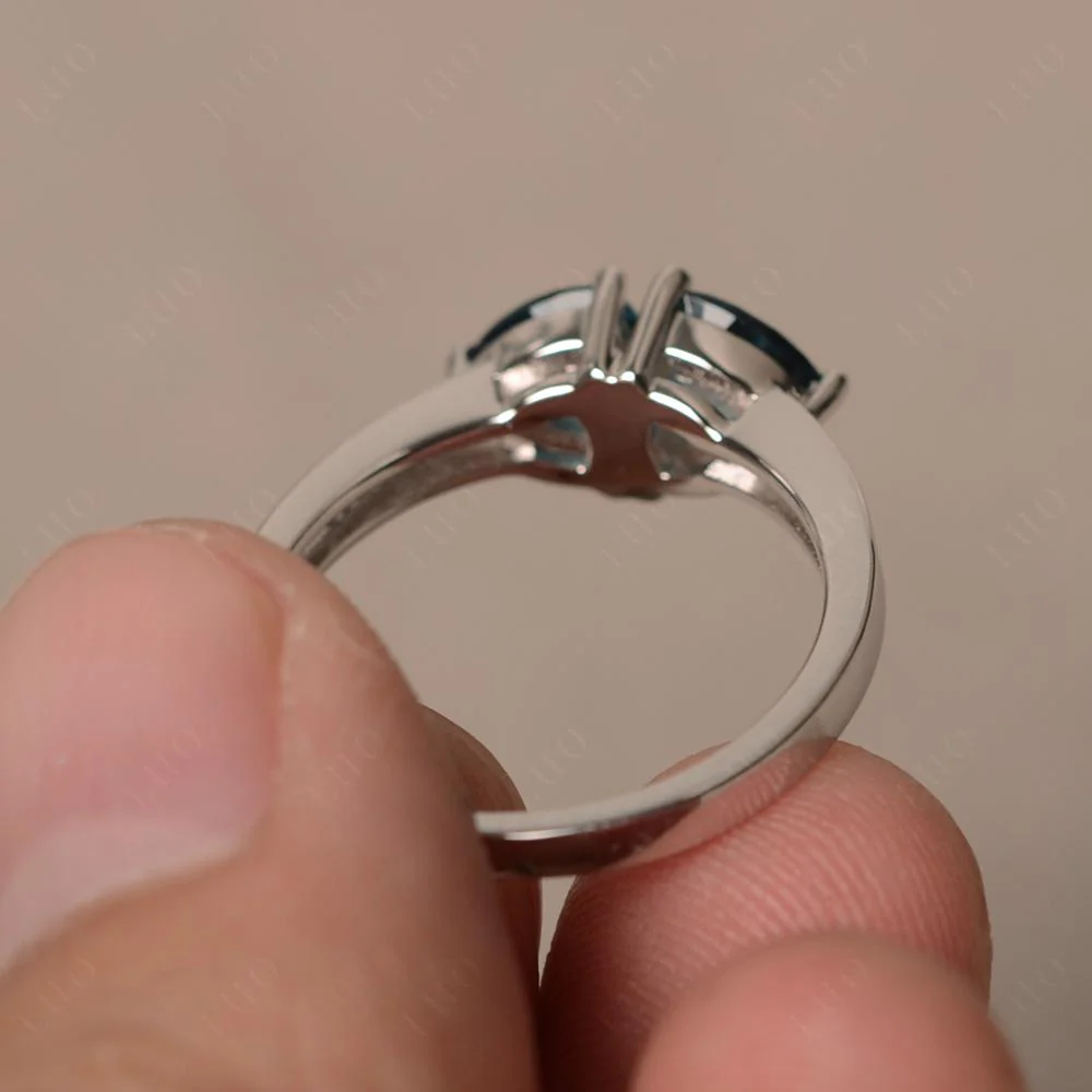 Trillion Cut Two Stone London Blue Topaz Ring - Image 11