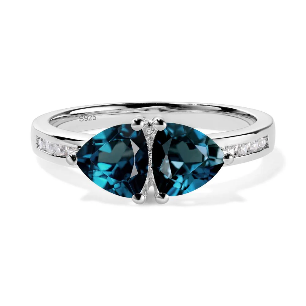 Trillion Cut Two Stone London Blue Topaz Ring - Image 4