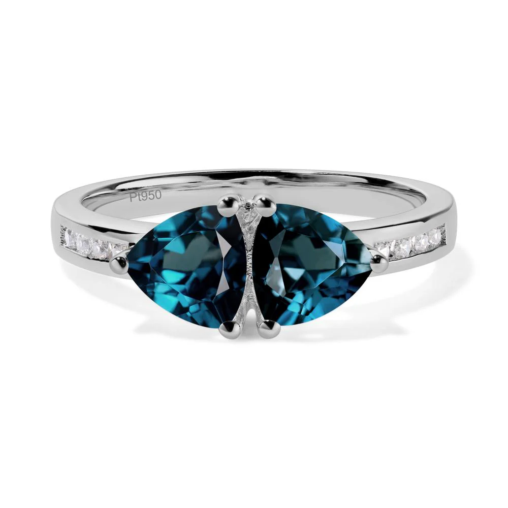 Trillion Cut Two Stone London Blue Topaz Ring - Image 5