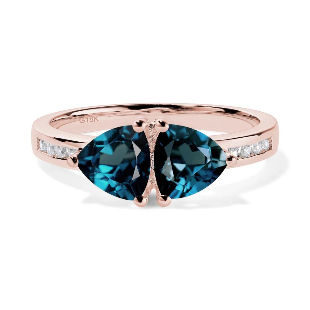 Trillion Cut Two Stone London Blue Topaz Ring - Image 7