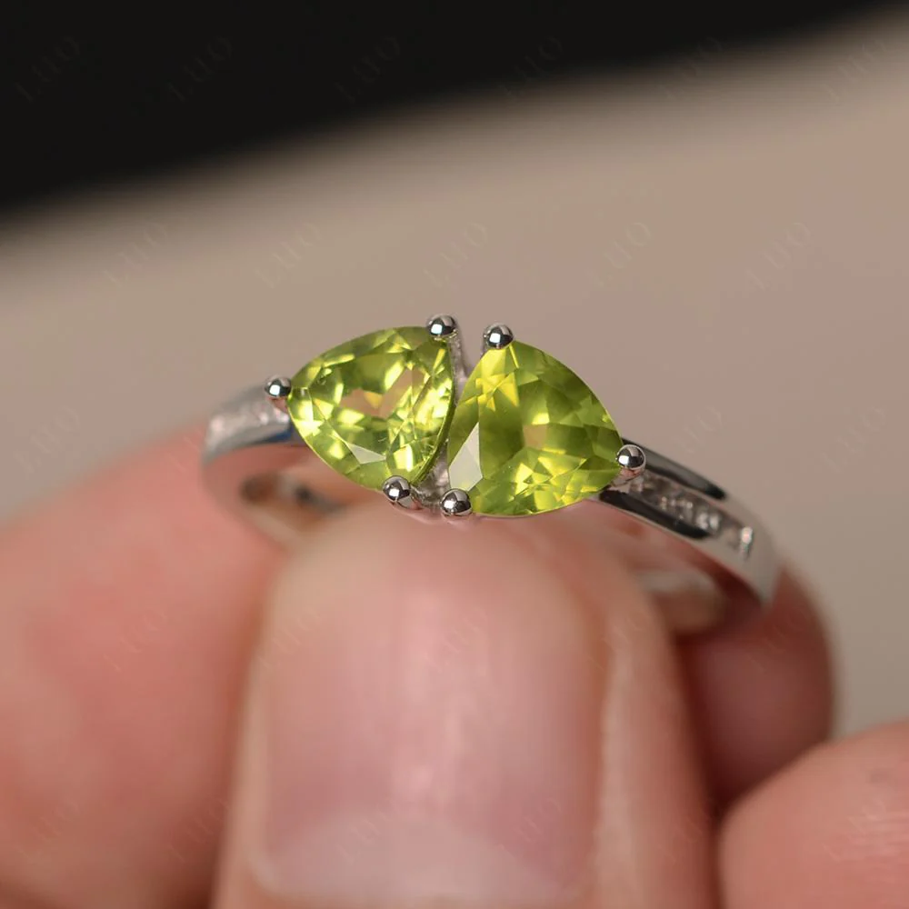 Trillion Cut Two Stone Peridot Ring - Image 10