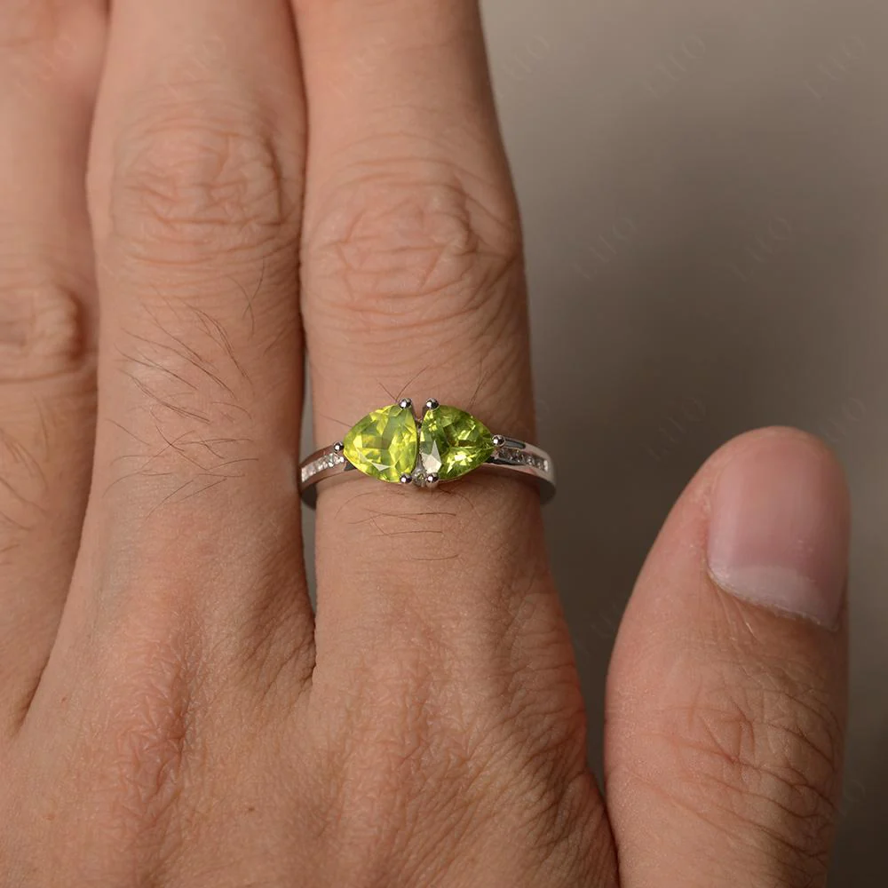 Trillion Cut Two Stone Peridot Ring - Image 12