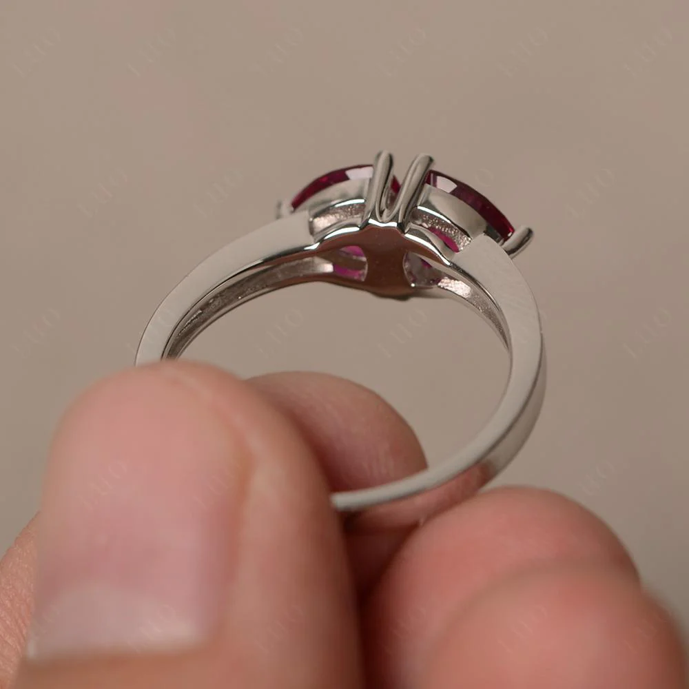 Trillion Cut Two Stone Ruby Ring - Image 11
