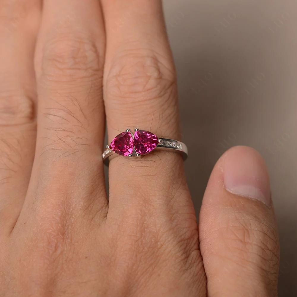Trillion Cut Two Stone Ruby Ring - Image 12
