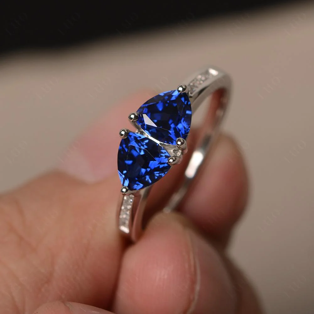 Trillion Cut Two Stone Sapphire Ring - Image 10