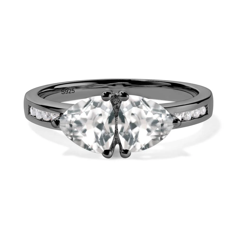 Trillion Cut Two Stone White Topaz Ring - Image 2