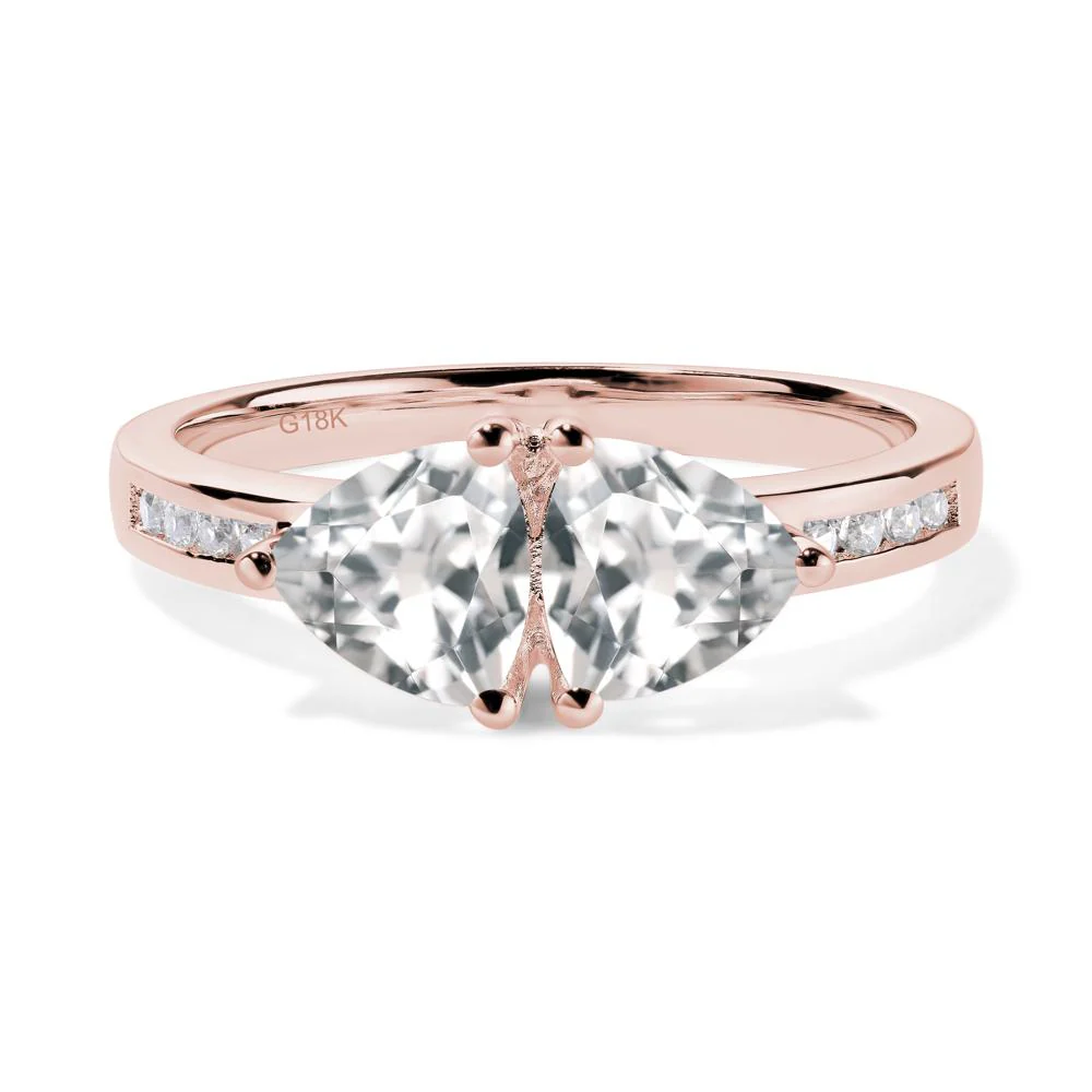 Trillion Cut Two Stone White Topaz Ring - Image 5