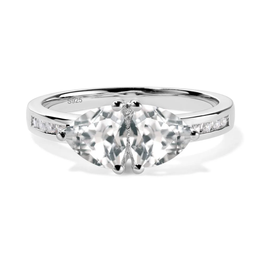Trillion Cut Two Stone White Topaz Ring - Image 6