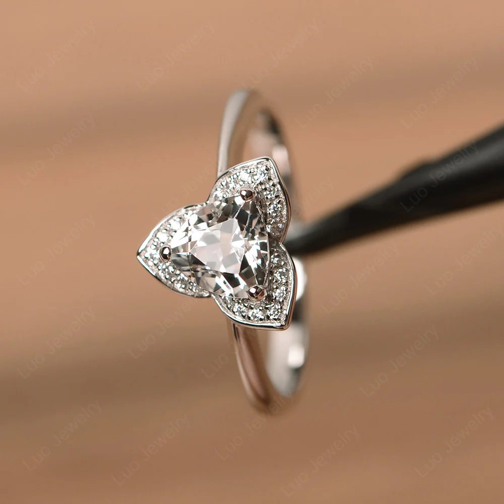 White Topaz Trillion Cut Halo Ring - Image 2