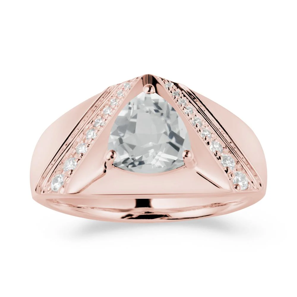 Simple Wide Band White Topaz Ring for Men - Image 4