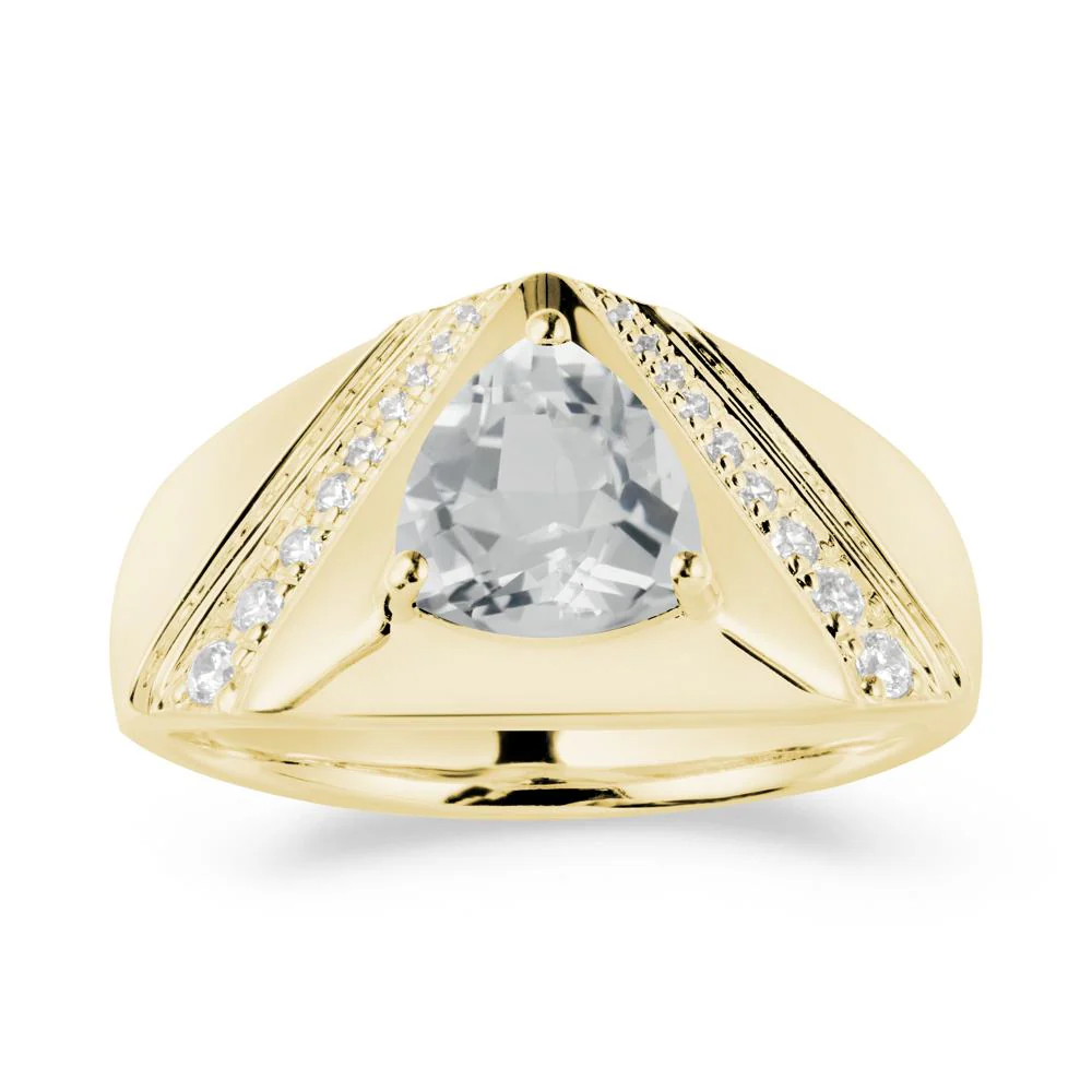 Simple Wide Band White Topaz Ring for Men - Image 6