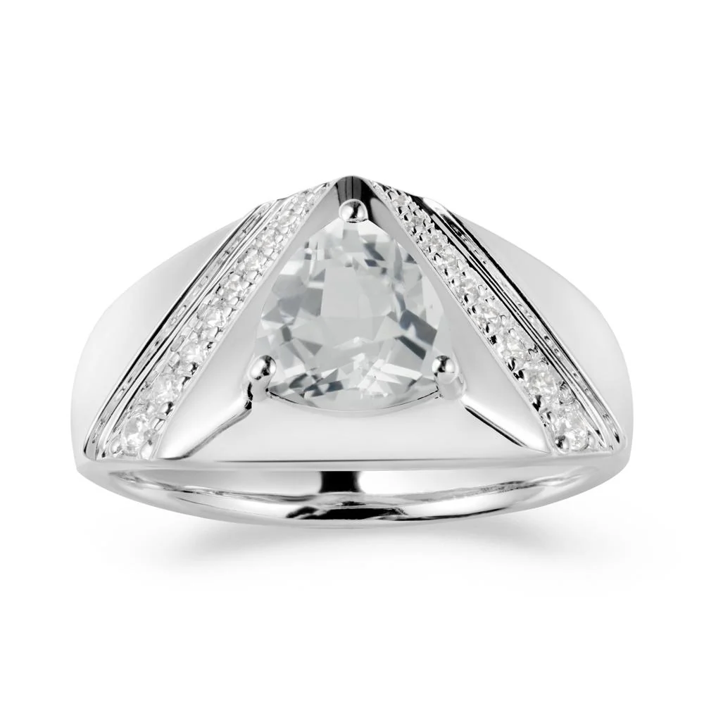 Simple Wide Band White Topaz Ring for Men - Image 9