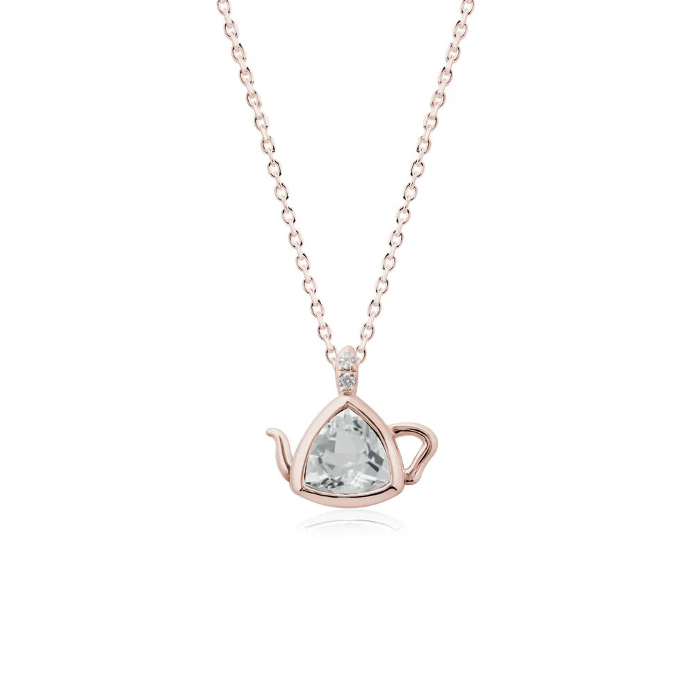 Trillion Cut White Topaz Pendant Necklace - Image 2