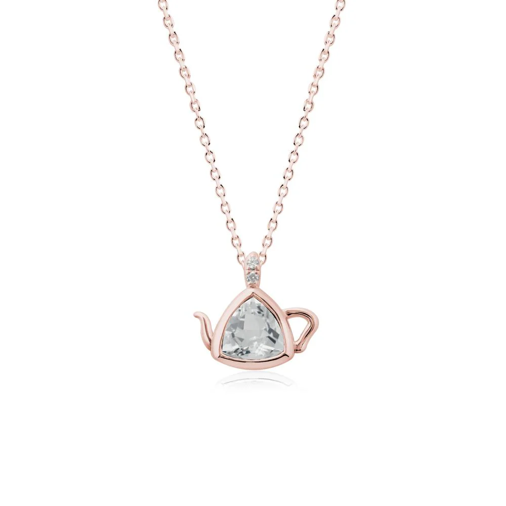 Trillion Cut White Topaz Pendant Necklace - Image 5