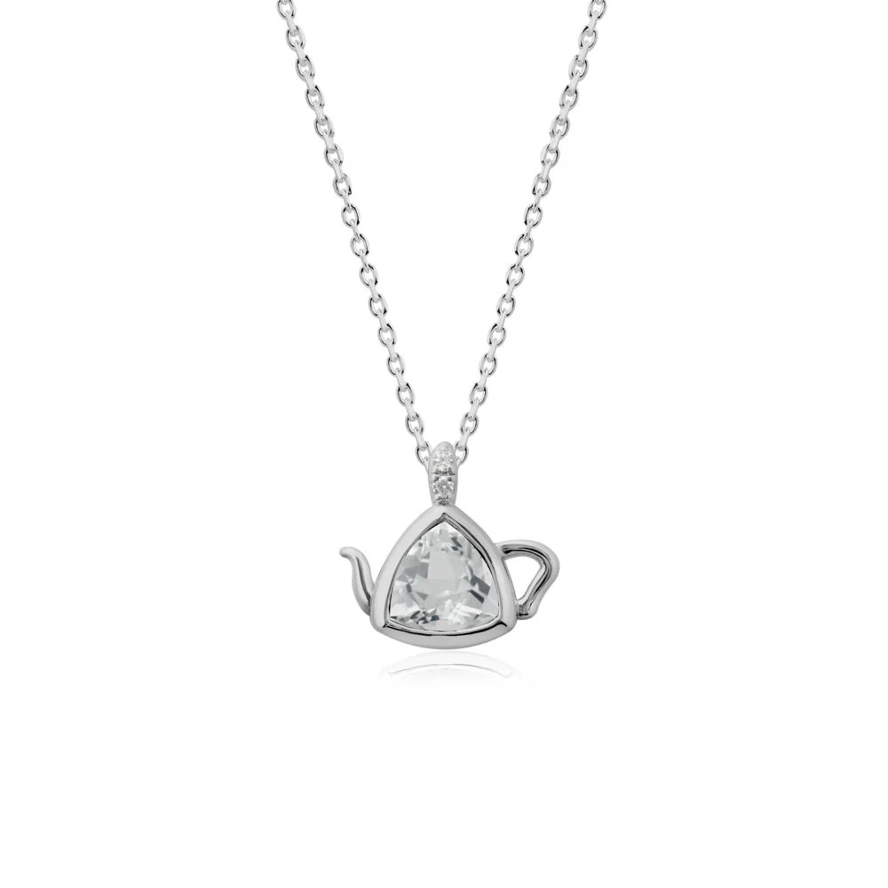 Trillion Cut White Topaz Pendant Necklace - Image 8