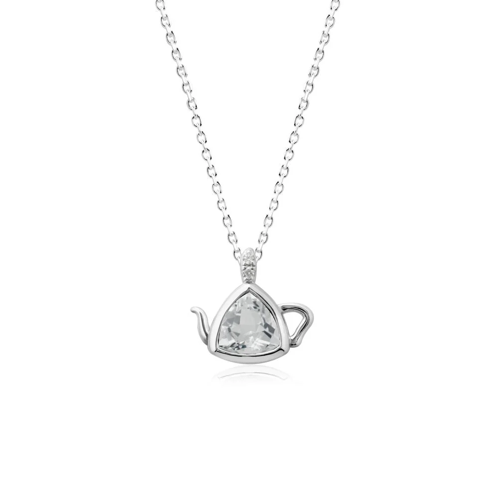 Trillion Cut White Topaz Pendant Necklace - Image 9