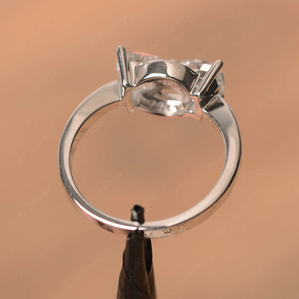 Trillion Cut White Topaz Two Stone Ring - Image 3