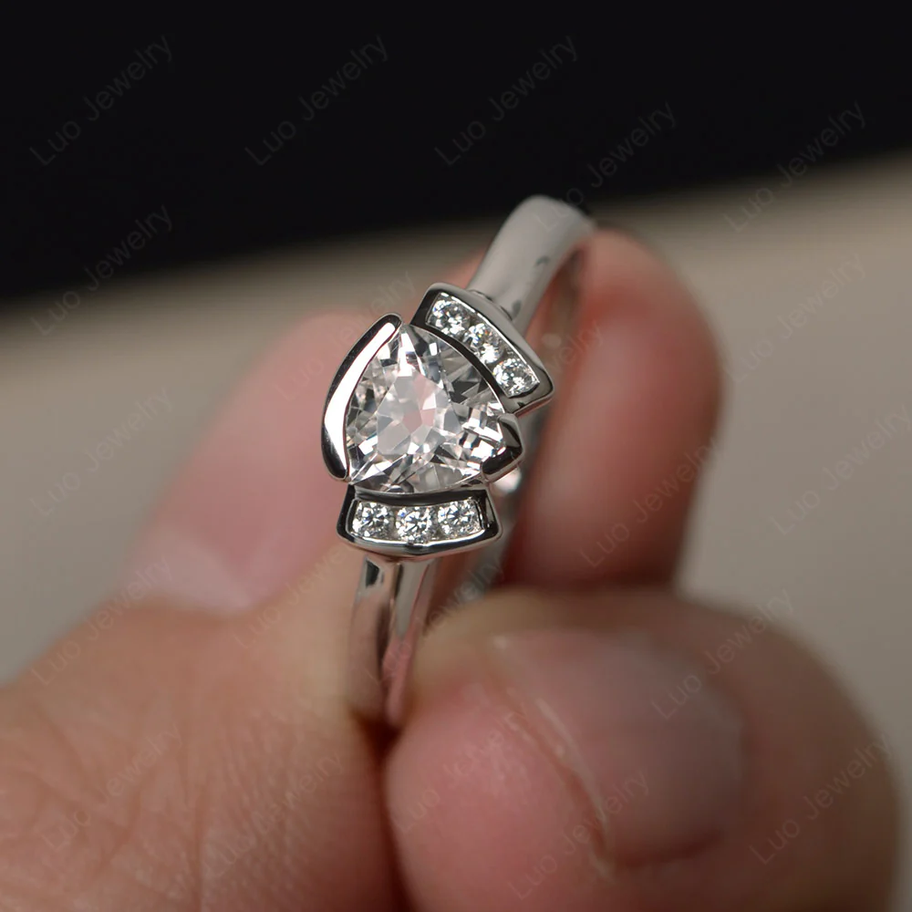 Trillion Cut White Topaz Promise Ring