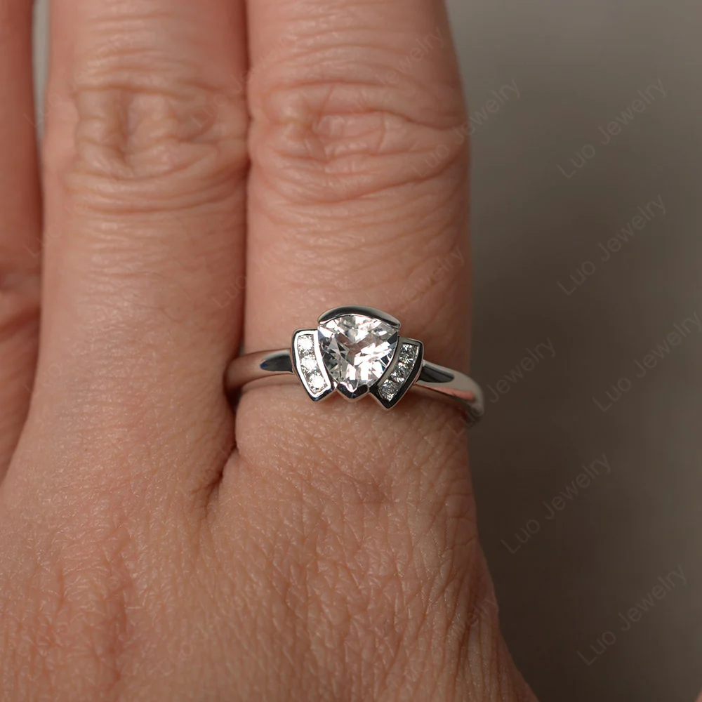 Trillion Cut White Topaz Promise Ring - Image 3