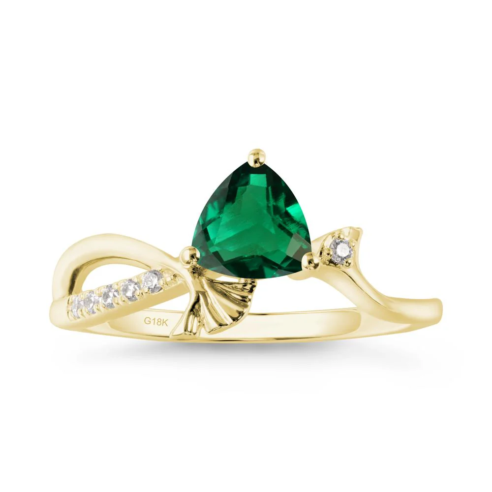 Trillion Emerald Ginkgo Leaf Ring - Image 2