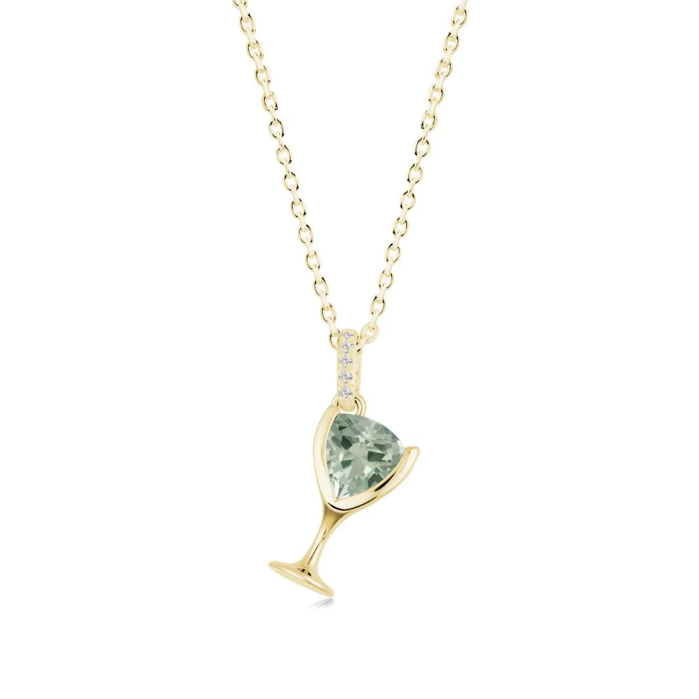 Trillion Green Amethyst Bezel Necklace - Image 5