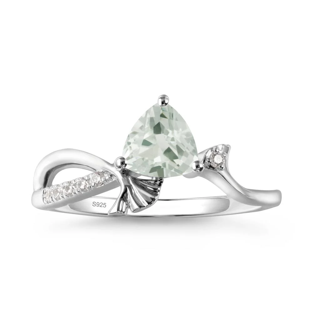 Trillion Green Amethyst Ginkgo Leaf Ring - Image 2
