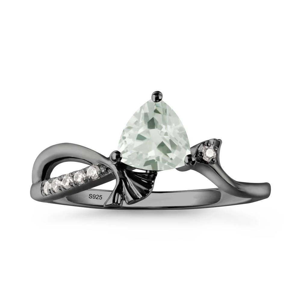 Trillion Green Amethyst Ginkgo Leaf Ring - Image 9