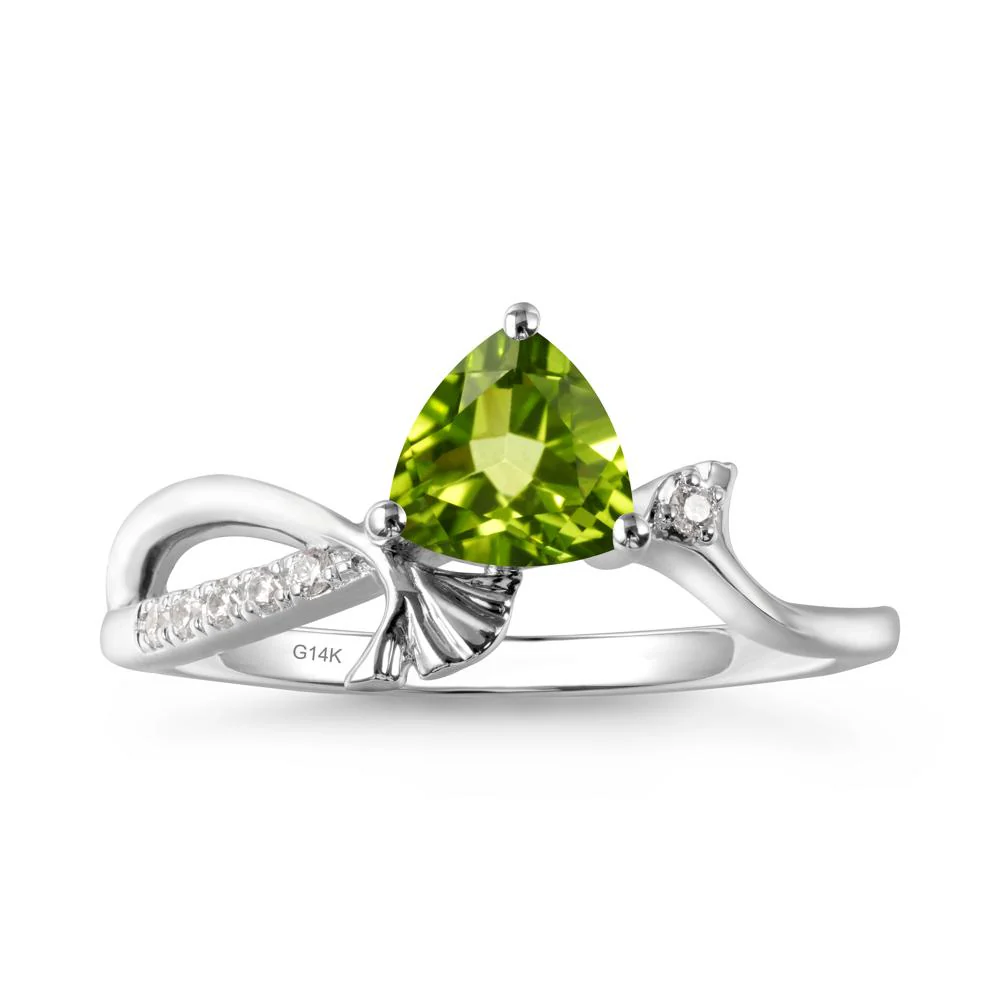 Trillion Peridot Ginkgo Leaf Ring - Image 3