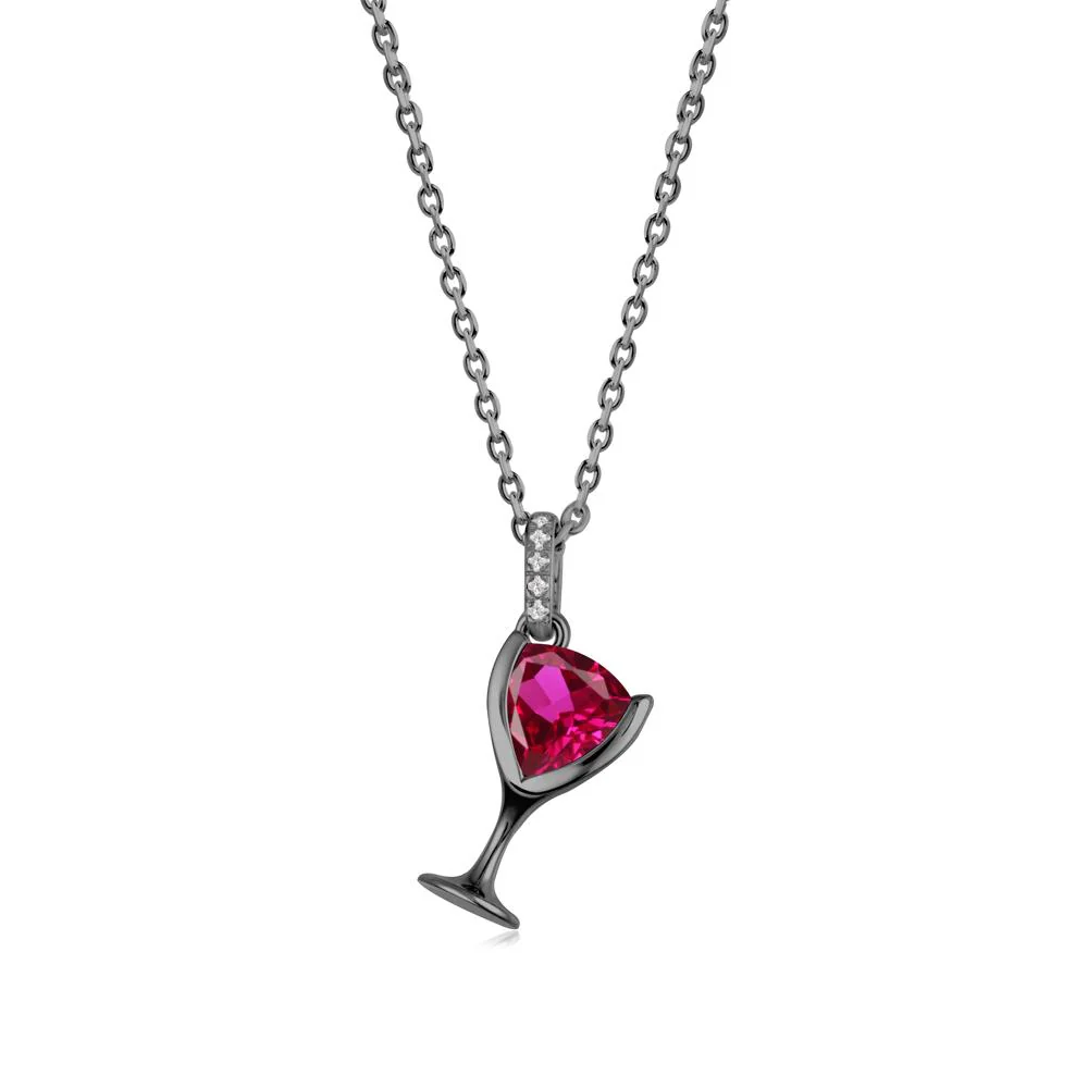 Trillion Ruby Bezel Necklace - Image 2