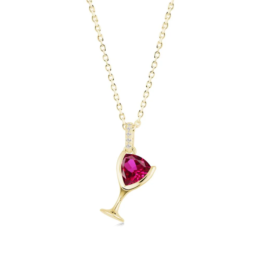 Trillion Ruby Bezel Necklace - Image 3