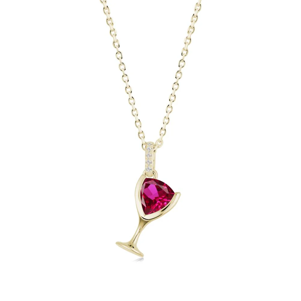 Trillion Ruby Bezel Necklace - Image 4