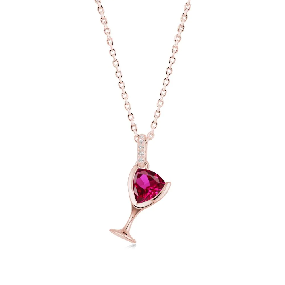 Trillion Ruby Bezel Necklace - Image 5