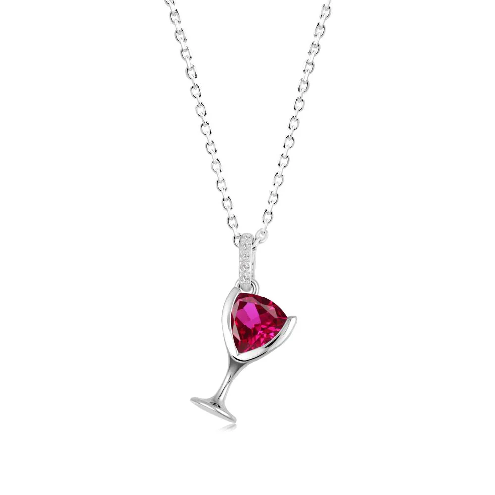 Trillion Ruby Bezel Necklace - Image 7