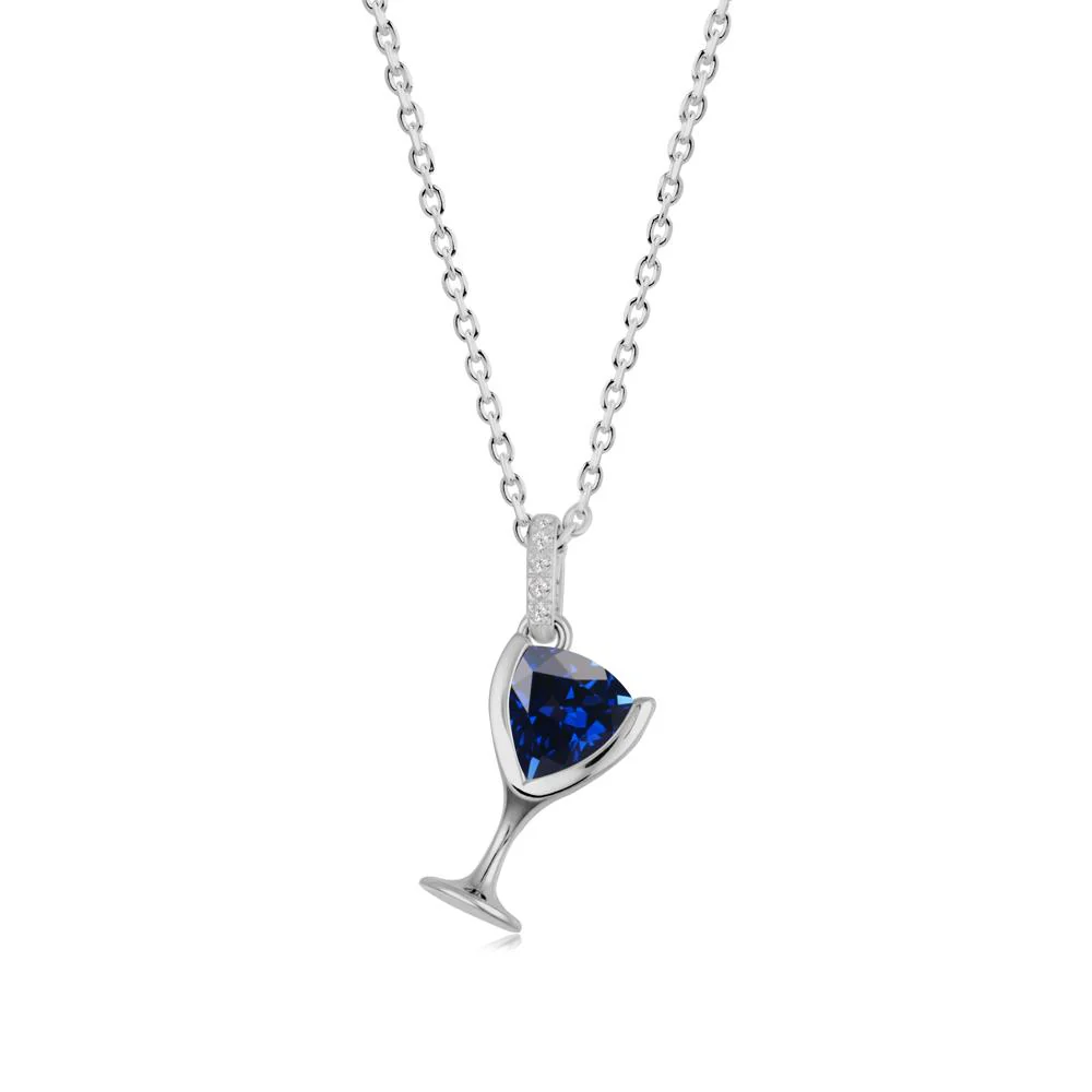 Trillion Sapphire Bezel Necklace