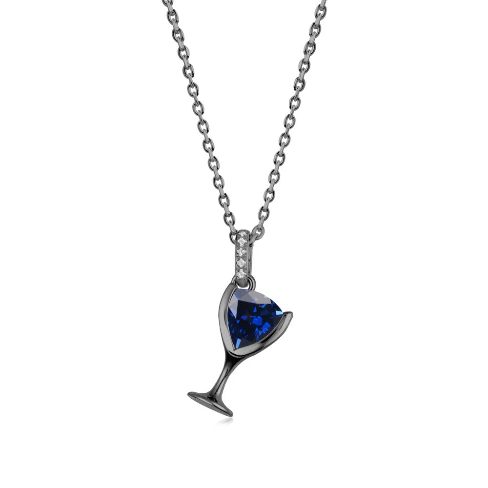 Trillion Sapphire Bezel Necklace - Image 6