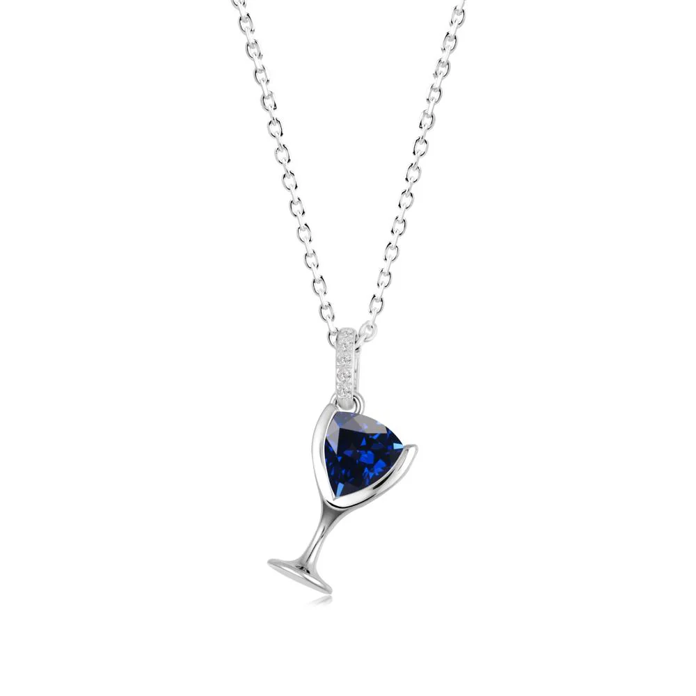 Trillion Sapphire Bezel Necklace - Image 8
