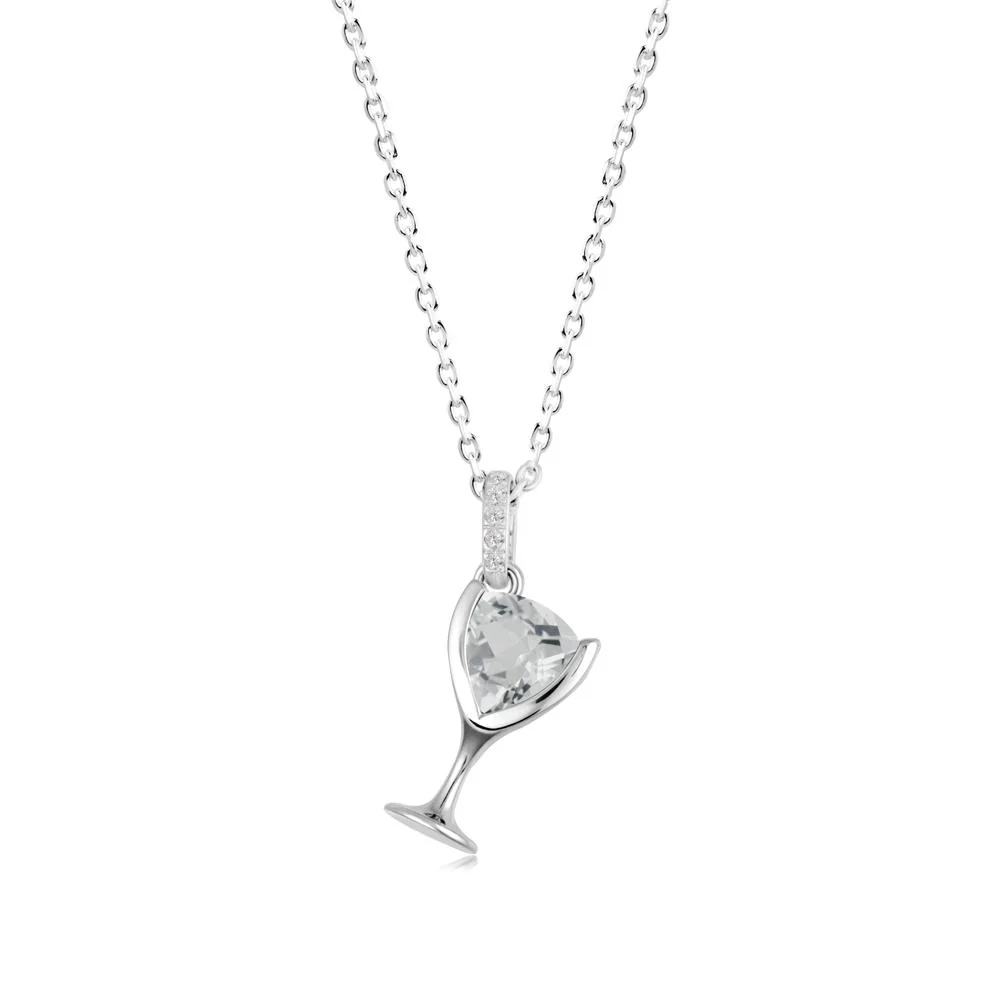 Trillion White Topaz Bezel Necklace - Image 5