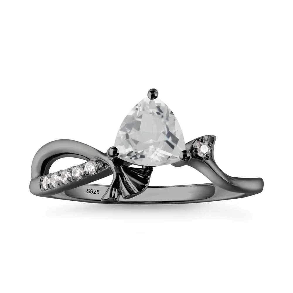 Trillion White Topaz Ginkgo Leaf Ring - Image 6