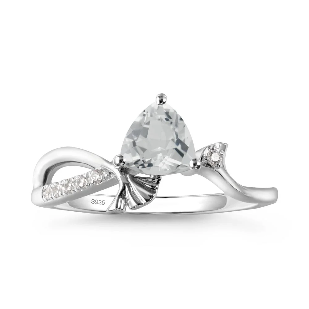 Trillion White Topaz Ginkgo Leaf Ring - Image 7