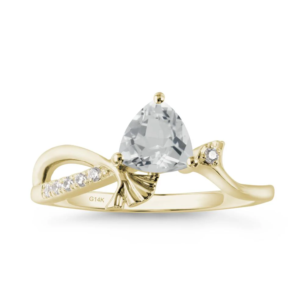 Trillion White Topaz Ginkgo Leaf Ring - Image 8