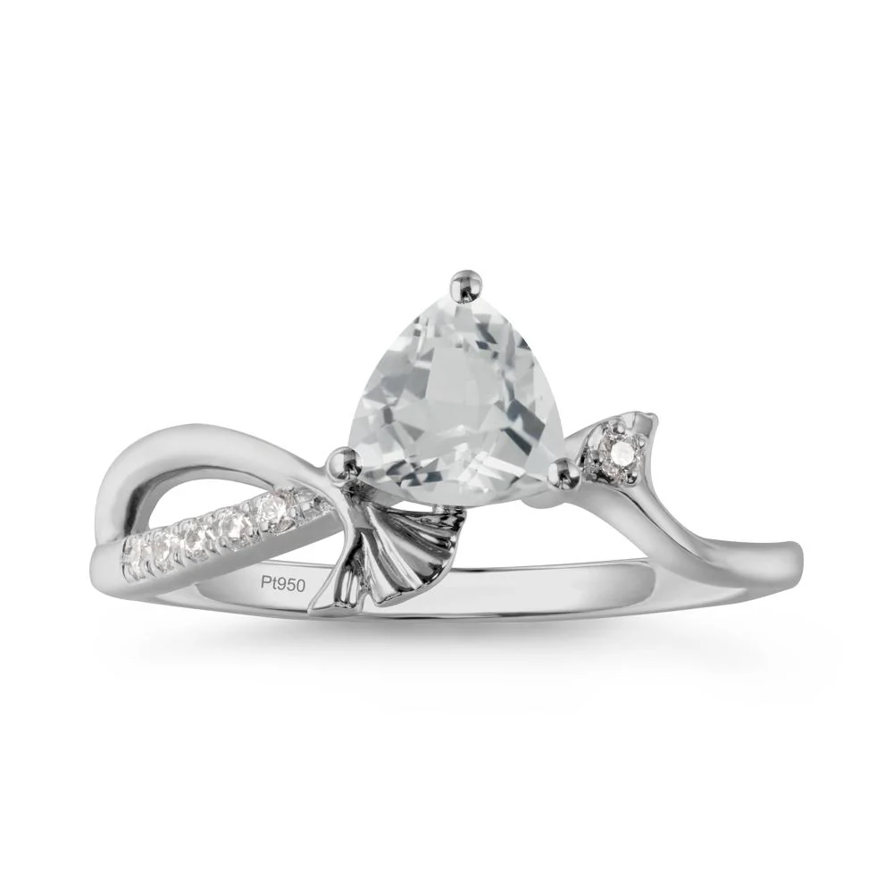 Trillion White Topaz Ginkgo Leaf Ring - Image 9