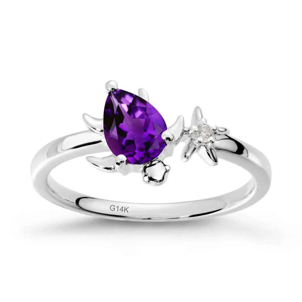 Turtle and Starfish Amethyst Ring