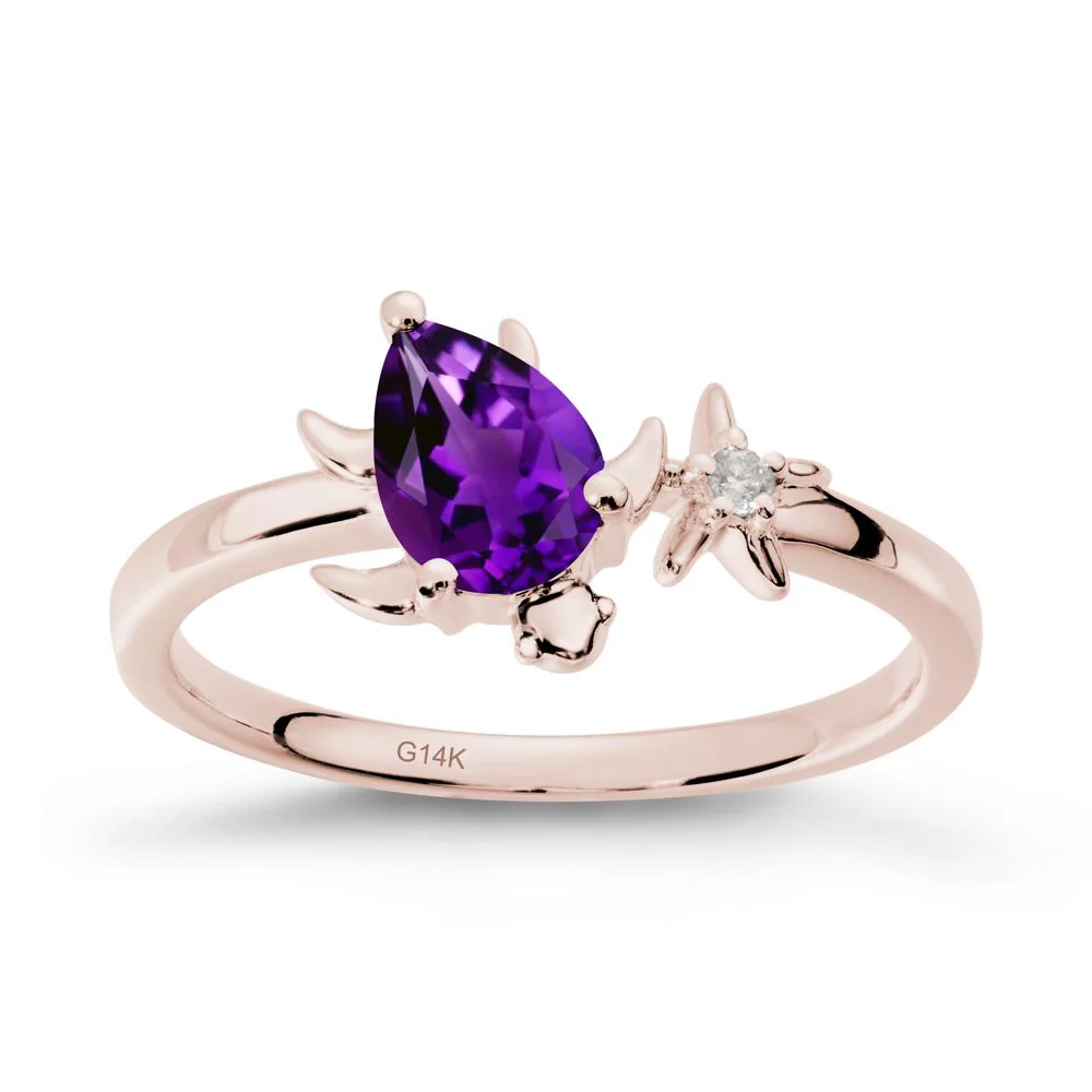 Turtle and Starfish Amethyst Ring - Image 2