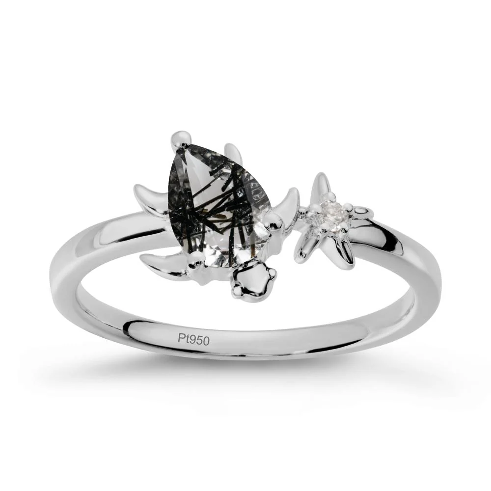 Turtle and Starfish Black Rutilated Quartz Ring - Image 8